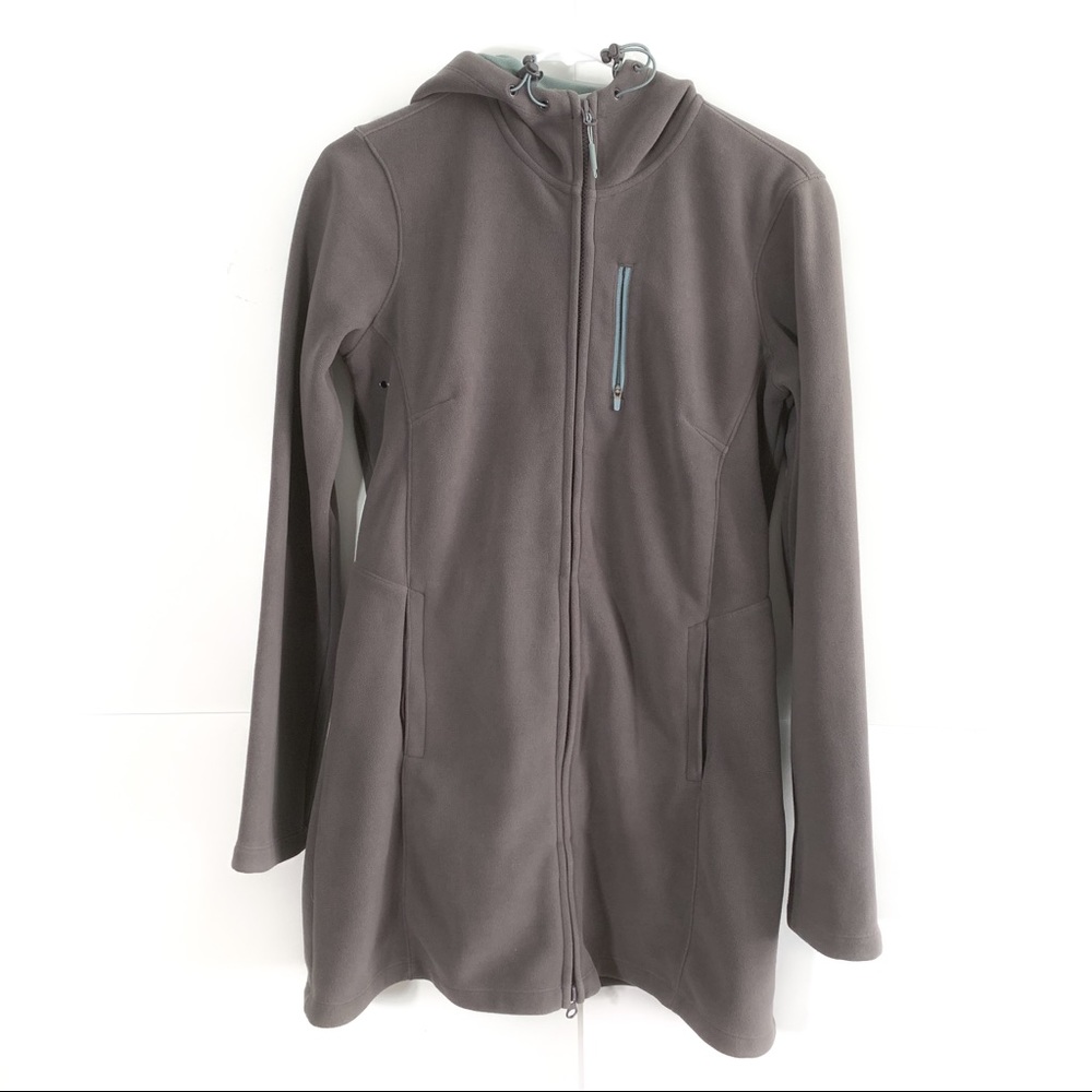 ATHLETA Hooded Fleece Full Zip Long Jacket